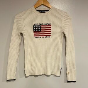 Vintage Polo Jeans Co USA Flag Knit Sweater